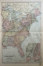 1893 Eastern United States with inset of New York Antique Map by G.W. Bacon