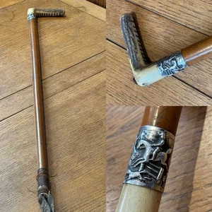 Antique Silver Decorated Riding Crop - Picture 1 of 8