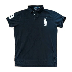 Polo Ralph Lauren Big Pony #3 Polo Shirt 2 Button Men's Large Black Custom Fit - Picture 1 of 24