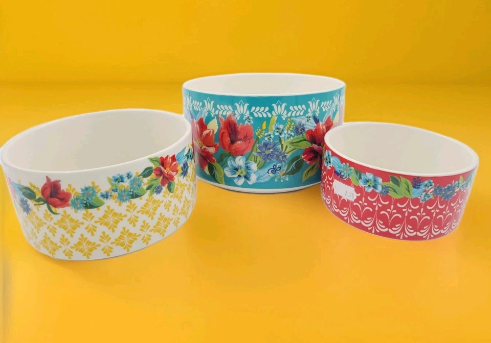 Juego de 3 cuencos de gres The Pioneer Woman Spring Bouquet China Foto 1 de 4