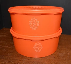 De colección Tupperware Redondo Naranja Servalier Starburst Cuencos 1204-6 (2) HERMOSO - Imagen 1 de 10