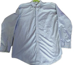 Talbots Men's Shirt Size 17 34/35 Stripe Blue/White Button 120's 2 Ply Cotton  - Picture 1 of 9