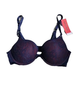 Spanx Pillow Cup Push-Up Plunge Bra 3D Technology Luxurious Lace 34C Purple - Picture 1 of 10