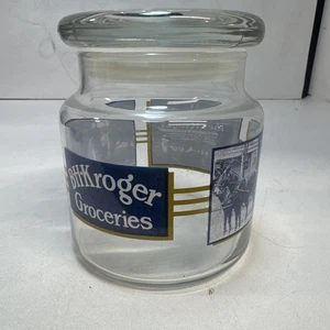 Vintage Anchor Hocking BH Kroger Groceries Glass Jar & Lid Advertising - Picture 1 of 7
