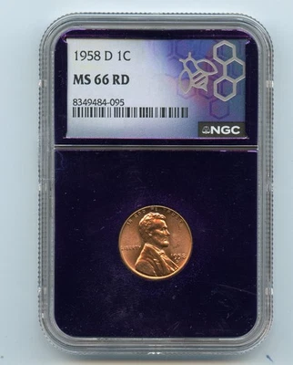 1958-D Lincoln Wheat Cent NGC MS66 RD - Trader Bea - Image 1 of 2