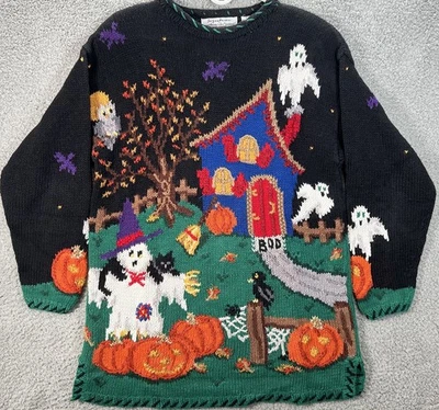 Raro Northern Isles Talla 1X Halloween AOP Tejido a Mano Cárdigan Suéter Casa de Campo De Colección Foto 1 de 4