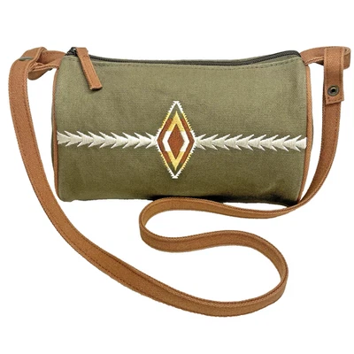 Pendleton Cotton Crossbody Tote Bag Purse Southwestern Aztec Green Brown Diamond - Image 1 of 4