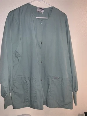 Landau Short Scrub Jacket Lab Coat Large Green - Image 1 of 3