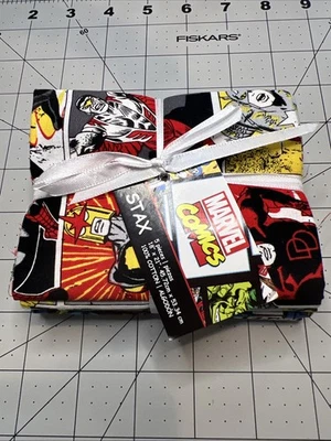 Marvel Comics Thor, Iron Man Hulk Spider-Man precortado 5x tela de algodón FQ 18”x22” Foto 1 de 4