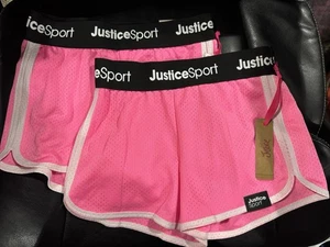 Girls Justice Sport Mesh Dolphin Athletic Shorts - Neon Pink 2 pack MED -10 - Picture 1 of 1