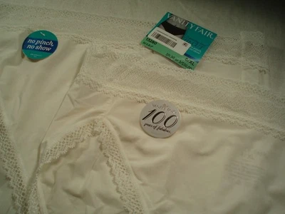 NUEVAS Etiquetas 2 Bragas Vanity Fair Encaje Corte Alto Talla 7 8 Marfil Coco Transparente REGALO #2 Foto 1 de 4