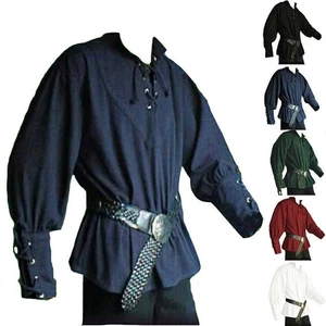 Medieval Renaissance Tunic ShirtTop Viking Pirate Halloween Cosplay Costume Menㅖ - Picture 1 of 15