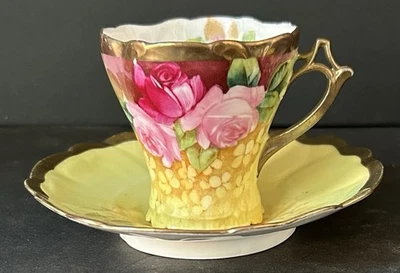 Красивая чашка и блюдце Beyer/Bock сделано в Германии с золотой отделкой - Изображение 1 из 4