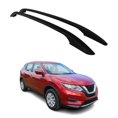 Baca de techo rieles laterales de aluminio para Nissan Rogue Sport 2017-2022 negro 2 piezas Foto 1 de 4