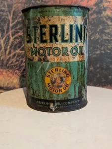 STERLING MOTOR OIL Pure Pennsylvania Oil Old Solder Seam 5 Quart Can - Picture 1 of 7
