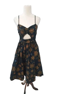RETROLICIOUS Size XS Black Gold Snowflake Sleeveless Dress With Cutout - Picture 1 of 8