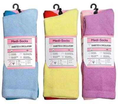 Pack de 6 calcetines para diabéticos sin ataduras "algodón puro y colores" para mujer Foto 1 de 4
