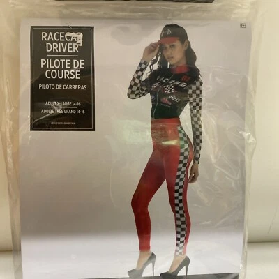 Racecar Driver Women Sports Suit Fancy Dress Up Halloween Adult Costume XL 14-16 - Image 1 of 4