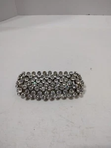 carolee silver tone rhinestone statement bracelet 7 Rows Of Bling - Picture 1 of 7