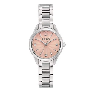 Bulova Sutton Lady Petite 96P254 Quartz Pink Dial Women's Watch - Imagen 1 de 3