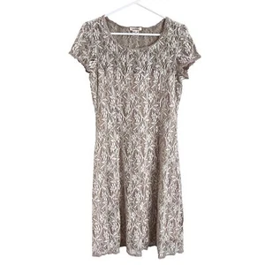 Sundance Large Cream Lace Sweetheart Short Sleeve Fit & Flare Dress Boho Classy - Picture 1 of 8
