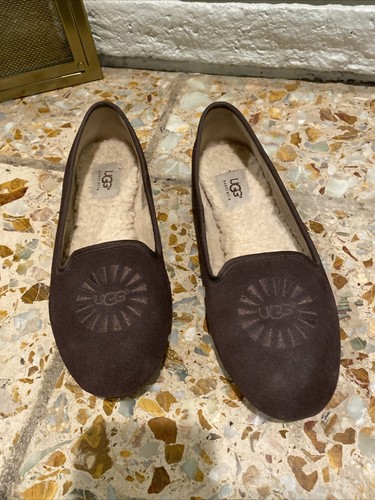 Scarpe ballerine UGG donna 8 marroni scamosciate foderate in pelle di pecora
