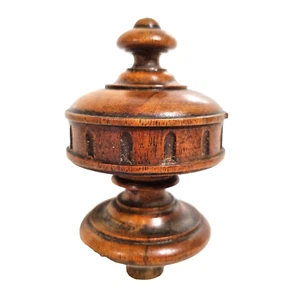 Decorative walnut turning top finial newel 4"3 Antique french salvaged furniture - Picture 1 of 13