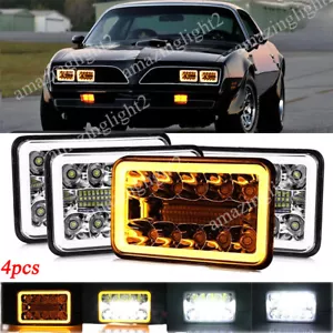 4pcs 4x6'' LED Headlights Hi/Lo Beam DRL Fit 1977-1981 Pontiac Firebird Trans AM - Picture 1 of 12