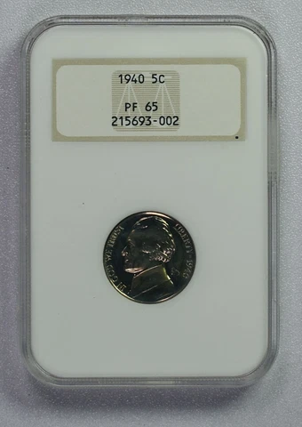 1940 Reverse of 40 Jefferson Nickel PF65 Proof early NGC holder - no bar code Cover