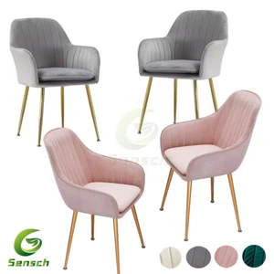 Set of 2 Faux Leather/Velvet Dining Chairs Upholstered Seat Restaurant + Pillow - Picture 1 of 22
