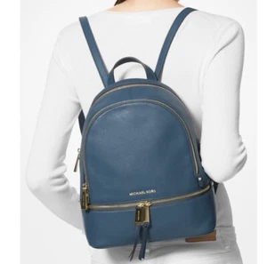 Michael Kors Rhea Zip Small Backpack in Dk Chambray / gold Hardware - Picture 1 of 3