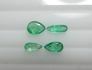 Natural Emerald Loose Green Pear 4pc 0.71cts 2.5-5.5mm approx Russian Origin - Picture 1 of 2