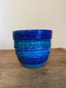 Vintage MCM italienische Aldo Londi Bitossi Rosenthal Netz Rimini blaue Keramikvase - Bild 1 von 6
