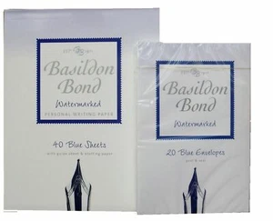 Basildon Bond  Writing Pad & Envelopes Small Blue Size 2 (137mm x 178mm pad) - Picture 1 of 2