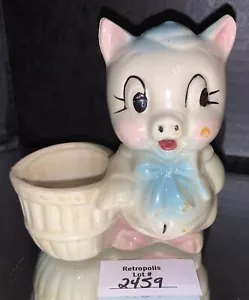 Maceta Shawnee Pottery Porky Pig cerámica azul vintage - Imagen 1 de 9