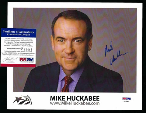 Mike Huckabee signed 8x10 photograph Former Arkansas Governor PSA Authenticated Cover