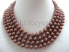 Longest 70" Natural 8mm Round Coffee Shell Pearl Necklace #c1196!