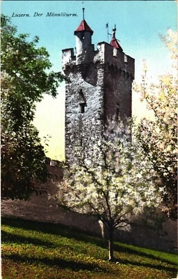 Picturesque View of Trees And The Male Tower, Lucerne, Switzerland Postcard Foto 1 de 2