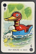 1939 Mickeys Fun Fair Card Rare Disneyana Blue Back Ugly Duckling And Decoy