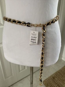 Neu mit Etikett Aldo Lamannon - Goldkette schwarz Leder Strass verstellbar - Bild 1 von 7