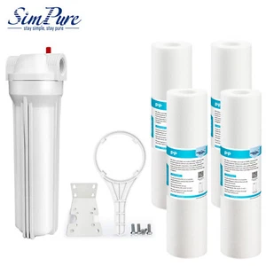 SimPure 10" x 2,5" Ganzhaus Wasserfilter Gehäusesystem mit 4 Sedimentfiltern - Bild 1 von 14