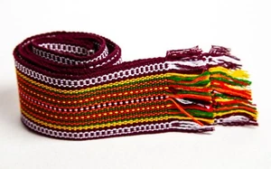Ukrainian hand woven homespun Hutsul Belt Orange Green KRAYKA for Vyshyvanka - Picture 1 of 5