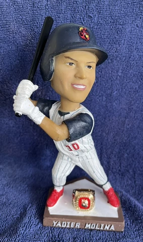 RARE Yadier Molina / Peoria Chiefs Bobblehead / Cardinals W/Championship Ring Cover