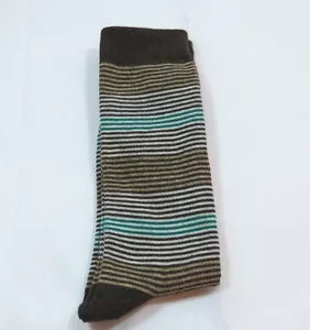 Mens Crew Casual Pinstripe Socks 80% cotton size 10-13 Brown Trim Soft C - Foto 1 di 4
