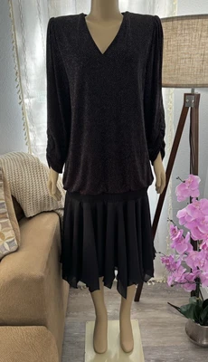 Vestido de Cóctel Negro De Colección Talla 12 Cintura Caída Elegante Noche NUEVO SIN ETIQUETAS SIASIA NUEVA YORK Foto 1 de 4