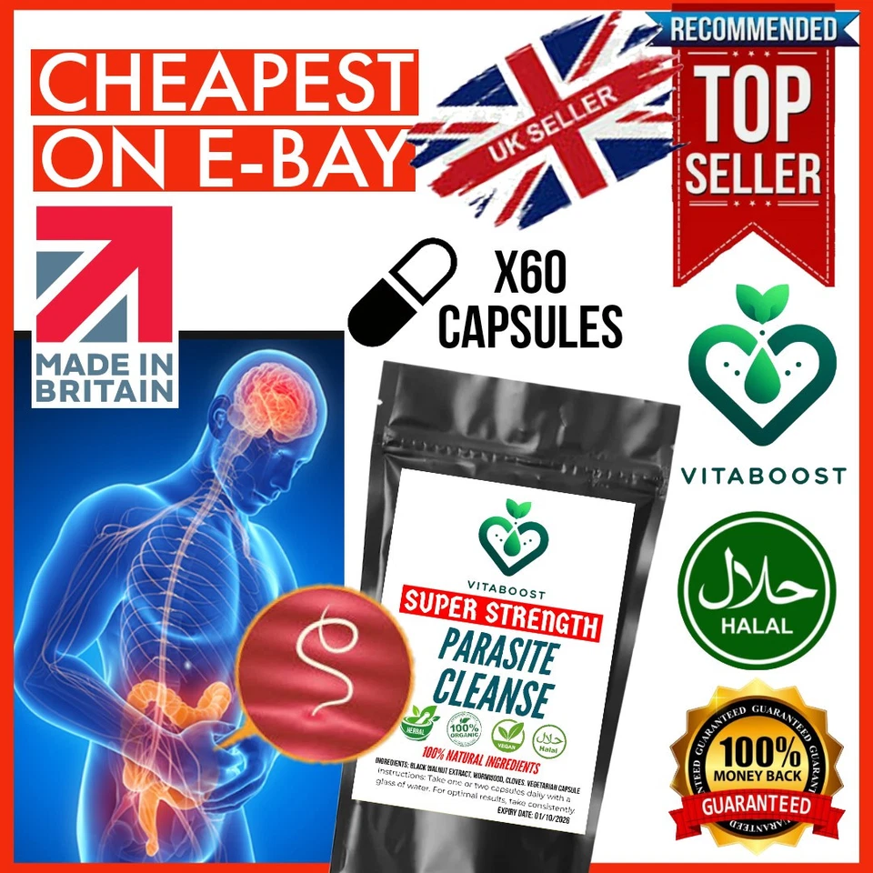 VITABOOST PARASITE CLEANSE Wormwood, Black Walnut, Cloves PARA DETOX Candida Gut Health