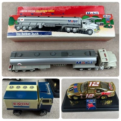 Lot of 3 Mobil Exxon Trucks & #12 NASCAR Gold Diecast Car Racing Vehicles - Image 1 of 4