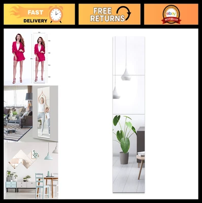 Azulejos de espejo de longitud completa sin marco - Paquete de 12" x 4, espejos para cuerpo y gimnasio, fácil instalación Foto 1 de 4