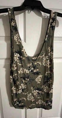 Мягкий и сексуальный американский орел женщин Sz большой креп зеленый цветочный Майка - Изображение 1 из 4