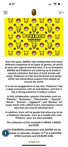 A Bathing Ape X Pokémon Kids T Shirt Size 140 (7-9yr old) - Picture 1 of 5